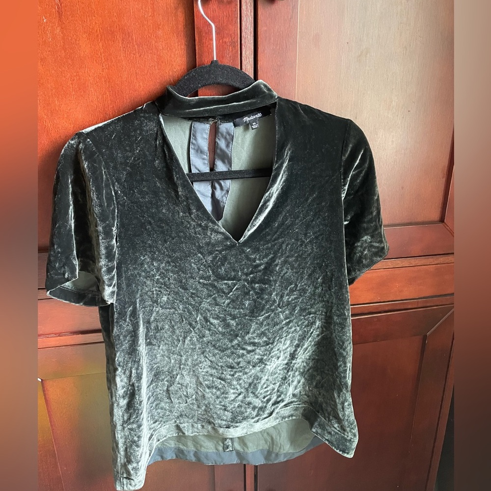 Madewell Choker Velvet Tee XS in Gray/green - Picture 11 of 12